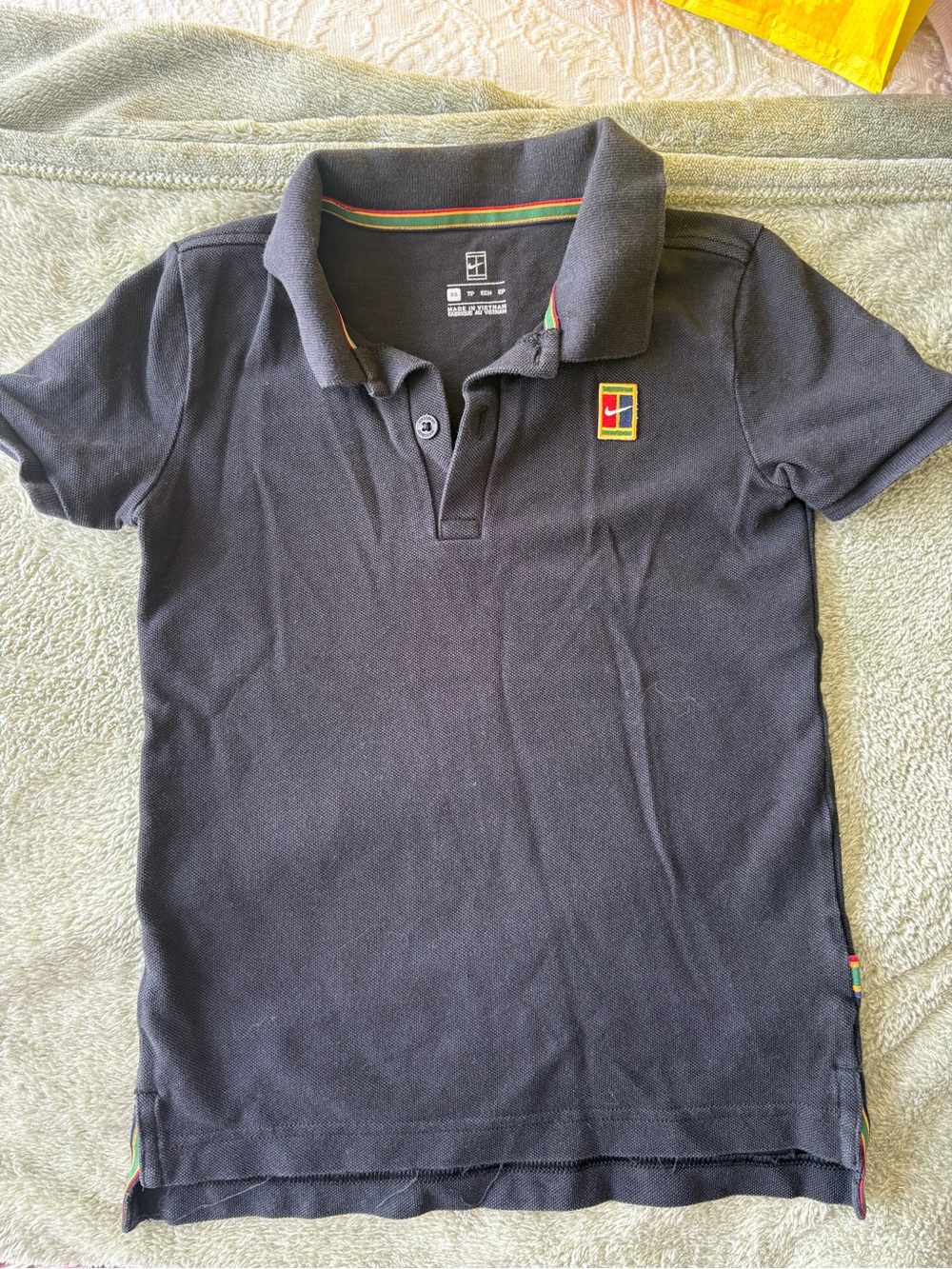 Kids Nike Tennis Polo Shirt - Black with Color-Trim Accent